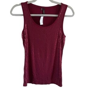 NWT MAURICES Dark Red Sequinned Stretchy Tank Top size small
